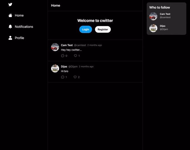 Cwitter (twitter clone)